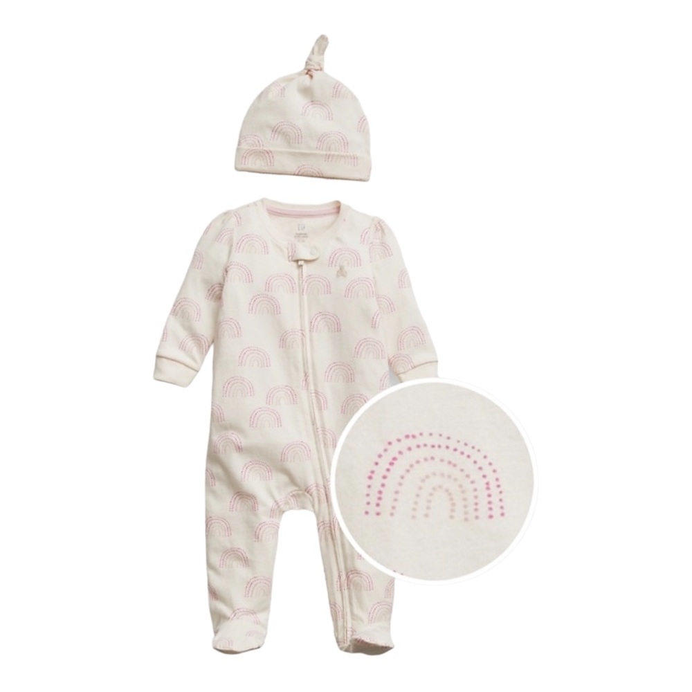 Gap rainbow onesie and hat baby girl outfit set